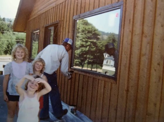 Staining the windows with the kids